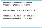 Apteekkarinvaihdos Alastarolla