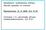 Apteekkarinvaihdos Köyliössä