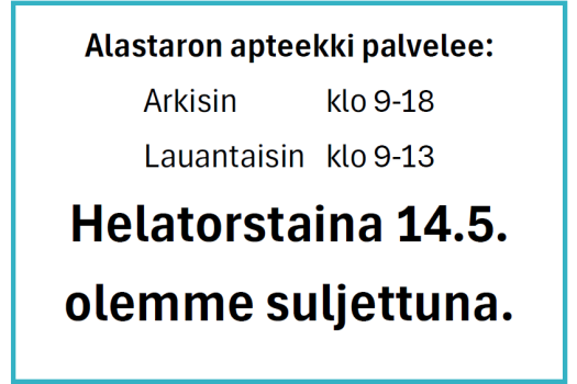 Helatorstain aukioloajat Helatorstain aukioloajat