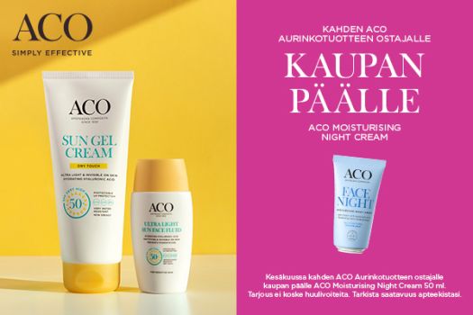 Aco Sun kahden tuotteen ostajalle Aco Face DC Moisturising Night Cream kaupan päälle!